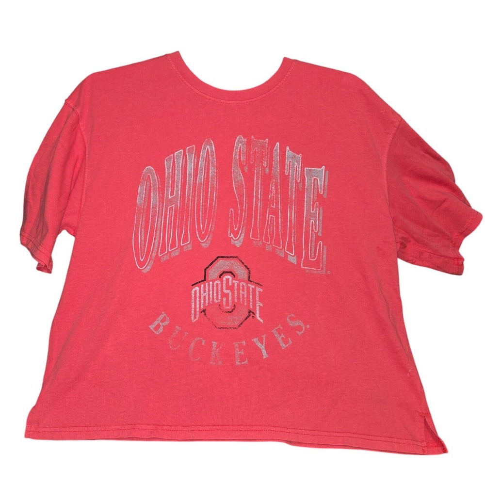 Rivalry Threads Ohio State Buckeyes Womens Cropped T-Shirt Coral Red Size M 8/10